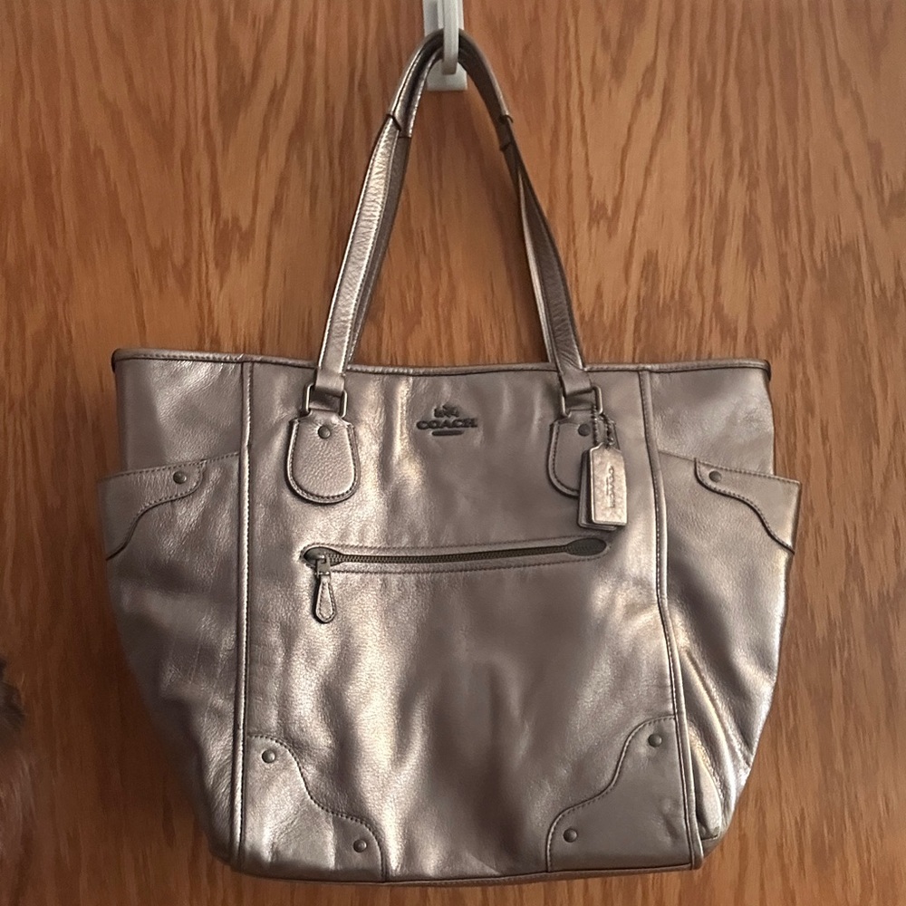 Coach Shimmering Silver Tote